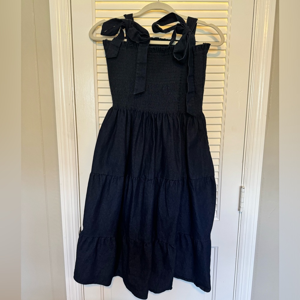 Charming Navy Blue Denim Dress